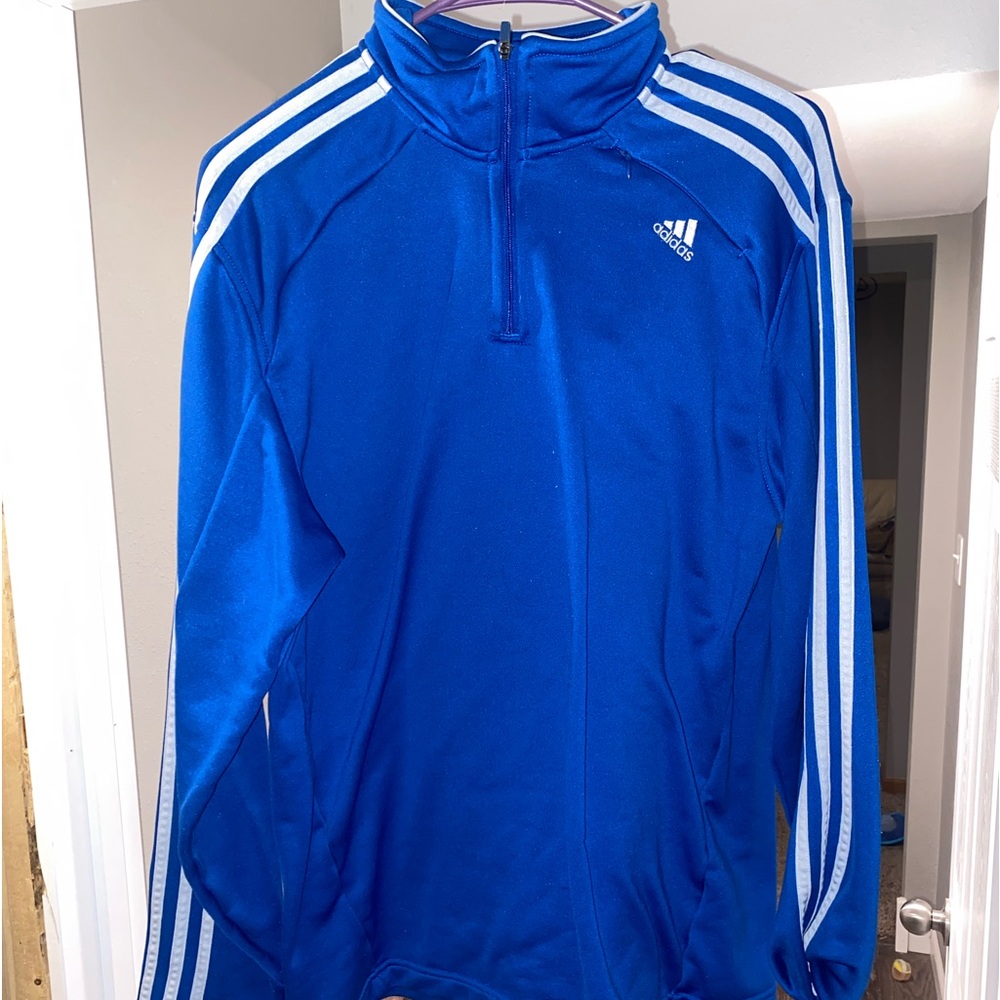 Blue Adidas 1/4 zip.